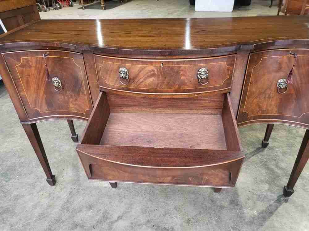 Antique repro serpentine large sideboard cupboard drawers legs
