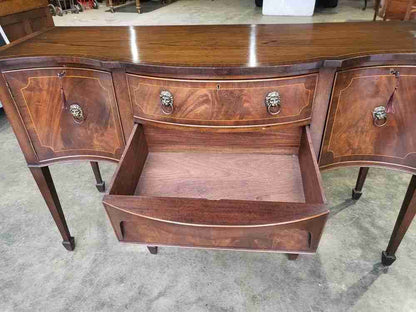 Antique repro serpentine large sideboard cupboard drawers legs