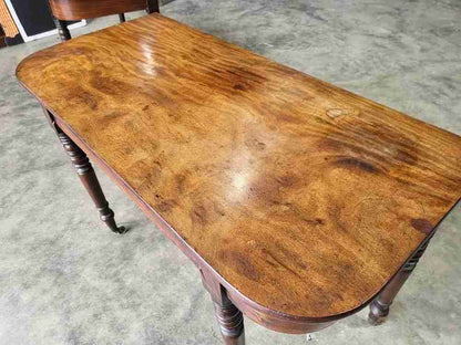 Two Antique Georgian mahogany D end turned leg hall server dining table deskPRICEX1