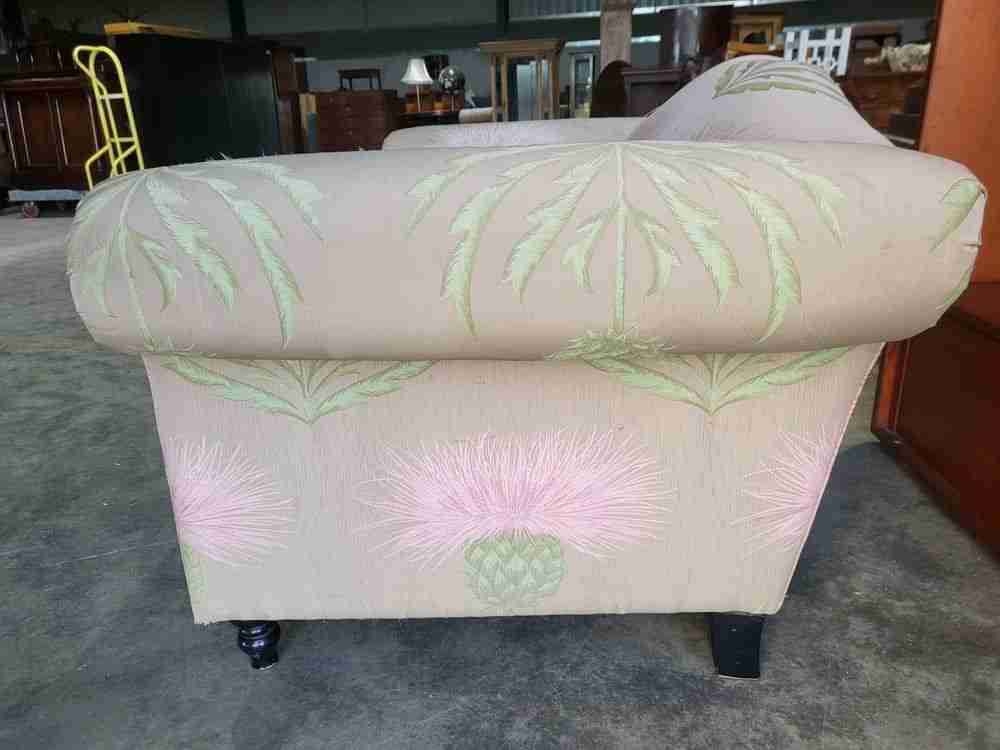 Curved small 2 seat silk floral sofa shabby bed end seat