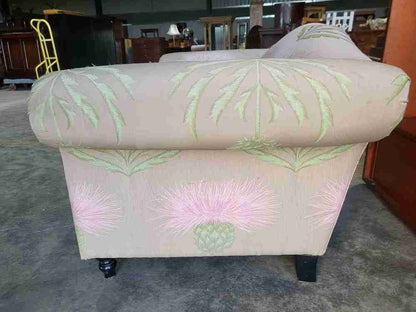Curved small 2 seat silk floral sofa shabby bed end seat