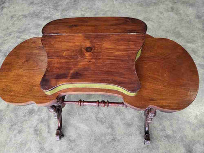 Antique Edwardian pedestal mahogany kidney desk dressing table carved legs
