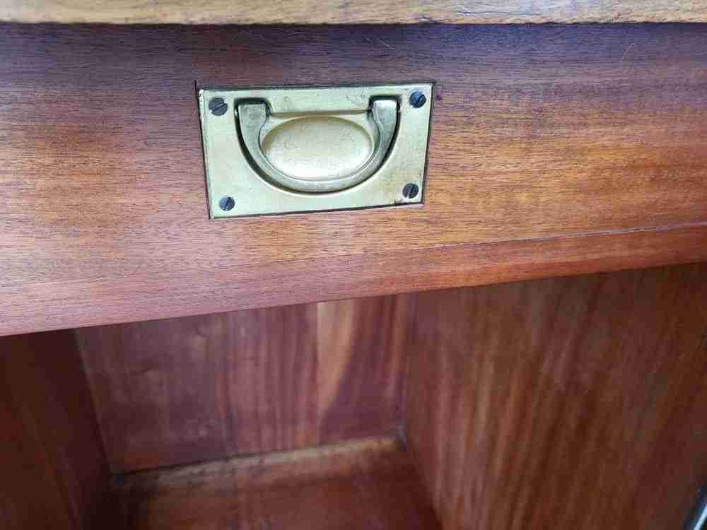 Antique bow front side end cupboard cabinet drawer