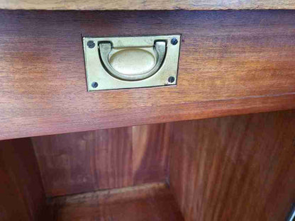 Antique bow front side end cupboard cabinet drawer