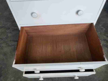 Vintage 20thC small painted white chest of drawers splayed legs 3 drawers