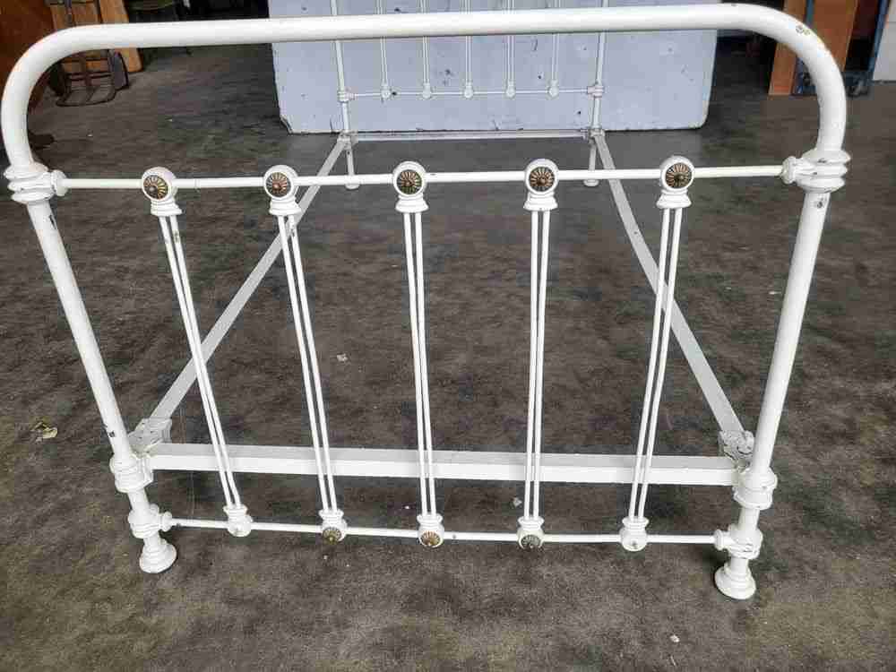 Antique Victorian single white cast iron bed frame