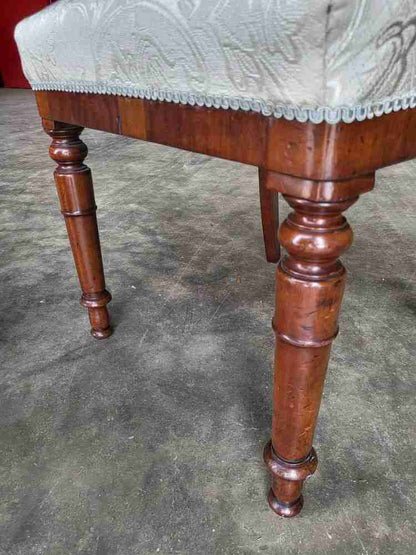 Antique Victorian open bedroom bathroom chair white Damask material