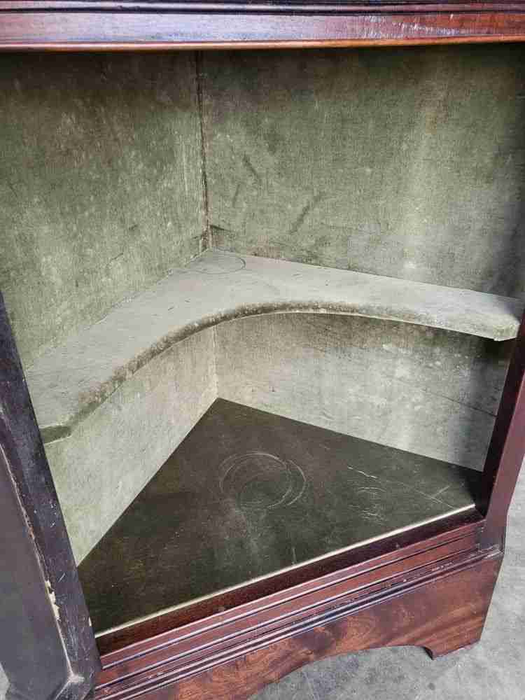Antique Georgian mahogany freestanding glazed tall corner cabinet