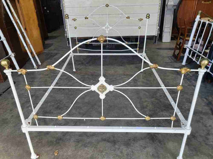 Antique Victorian cast iron double bed frame