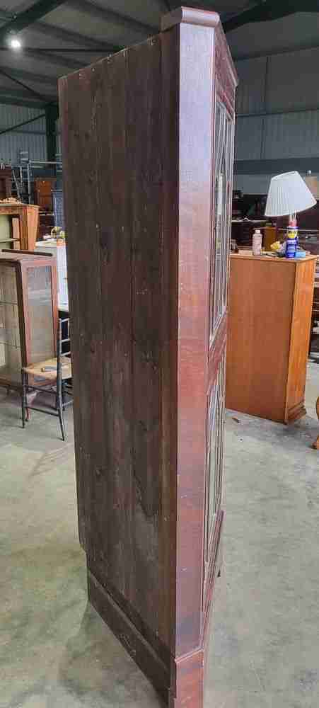 Antique Georgian mahogany freestanding glazed tall corner cabinet