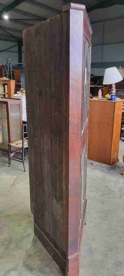 Antique Georgian mahogany freestanding glazed tall corner cabinet