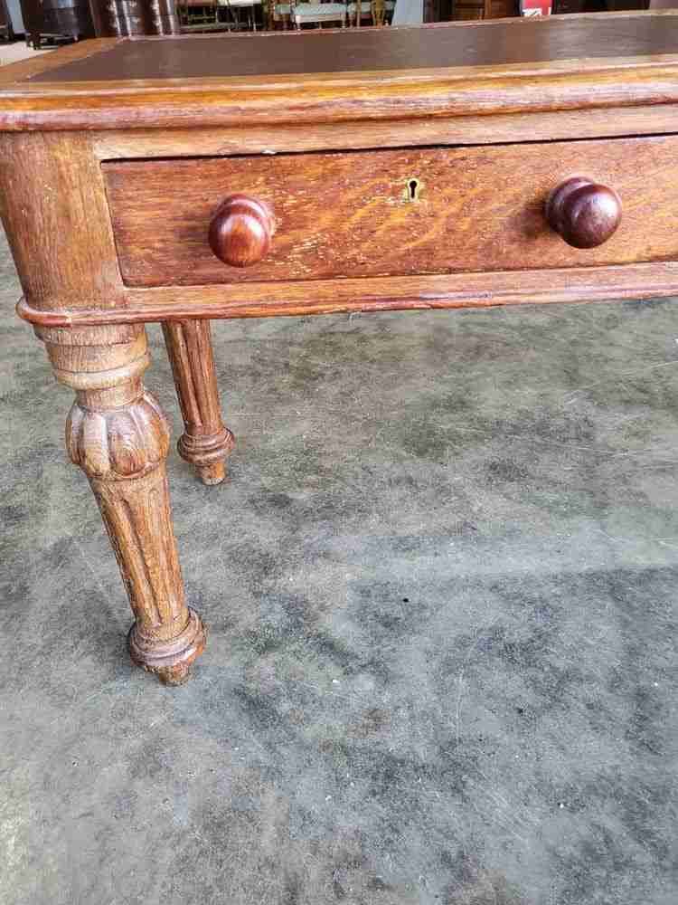 Antique Victorian 2 drawer hall serving side table turned legs