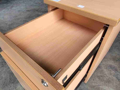 Pair two beech small low 2 drawer filing cabinets drawers