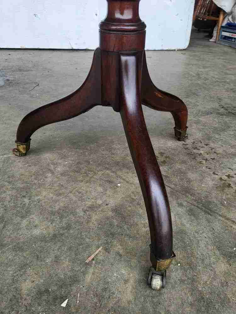 Antique tilt top rectangular pedestal tripod occasional table
