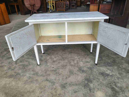 Antique Edwardian marble 2 door washstand painted cupboard