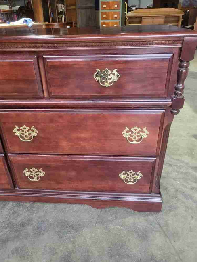 Antique repro low long chest of drawers 3 over 4