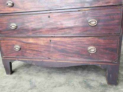 Antique Georgian Mahogany 3 over 3 inlaid chest of drawers square legs