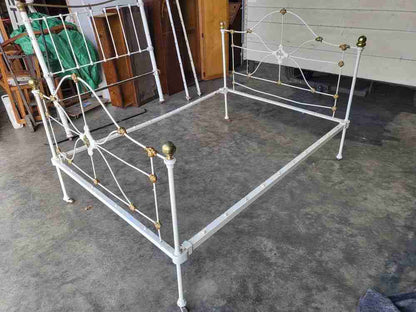 Antique Victorian cast iron double bed frame