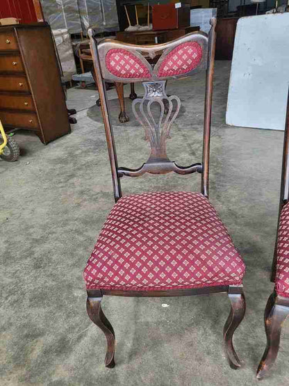 4 Antique art nouveau high back dining chairs curved legs