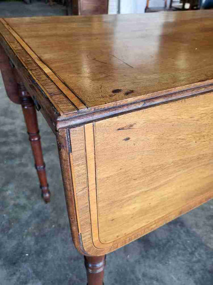 Antique inlaid Pembroke drop leaf dining occasional  table