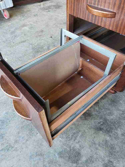 Antique Deco large twin pedestal desk 8 drawers  blue top