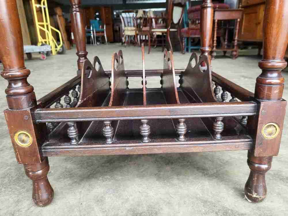 Antique Edwardian 2 tier mahogany square side end lamp table music filing