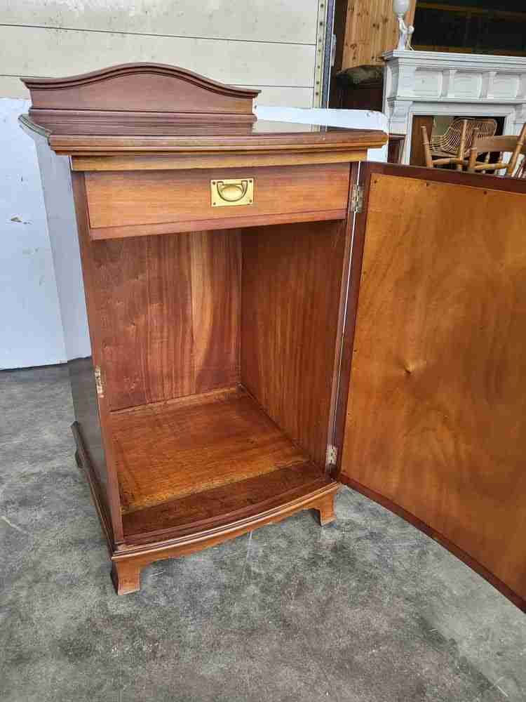 Antique bow front side end cupboard cabinet drawer