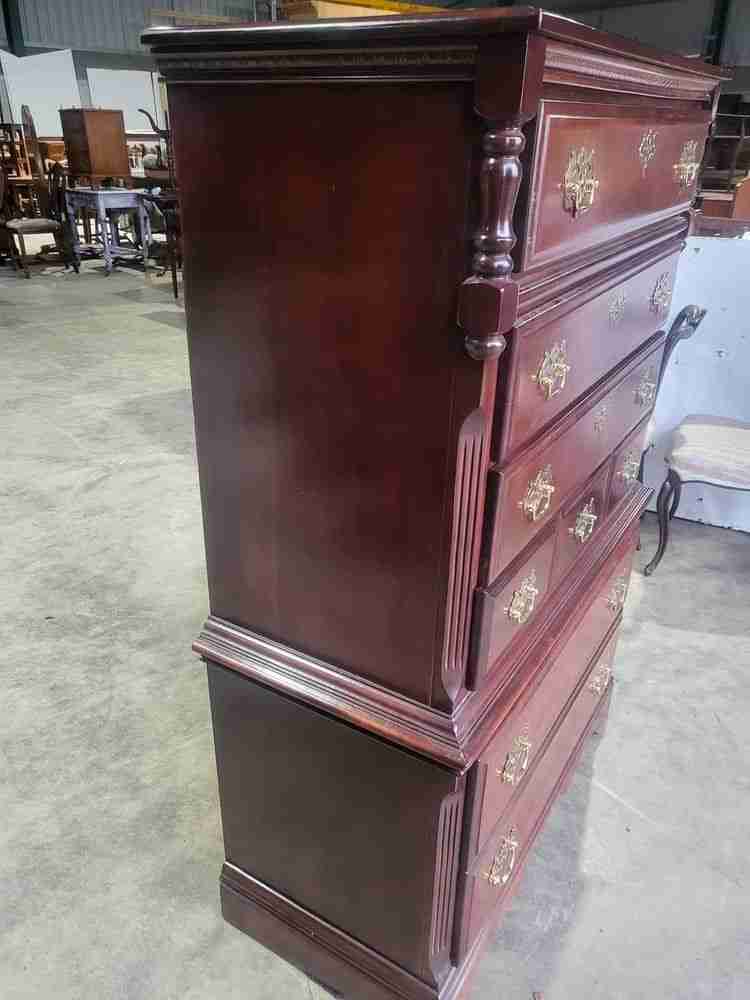 Antique repro tall 4 over 2 chest of drawers chest on chest
