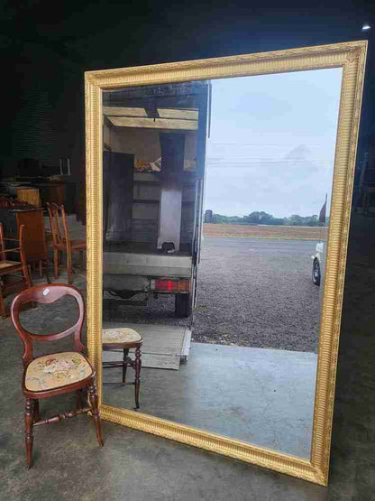 Very large freestanding dressing rectangular bevelled gold mirror 6'6" x 4'6"