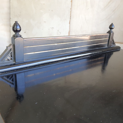 Antique 2 Tier Ebonised Victorian One Door Cabinet Shelves Turned Legs Castors