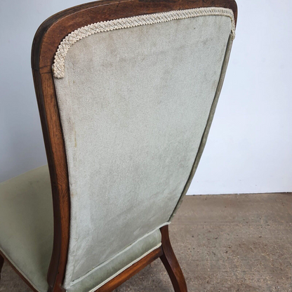 Antique Edwardian Open High Back Upholstered Nursing Chair Cabriole Legs Castors