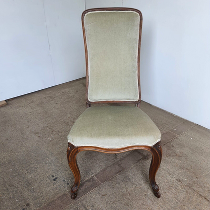 Antique Edwardian Open High Back Upholstered Nursing Chair Cabriole Legs Castors