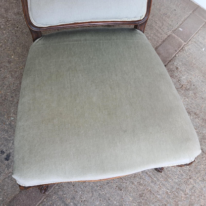 Antique Edwardian Open High Back Upholstered Nursing Chair Cabriole Legs Castors
