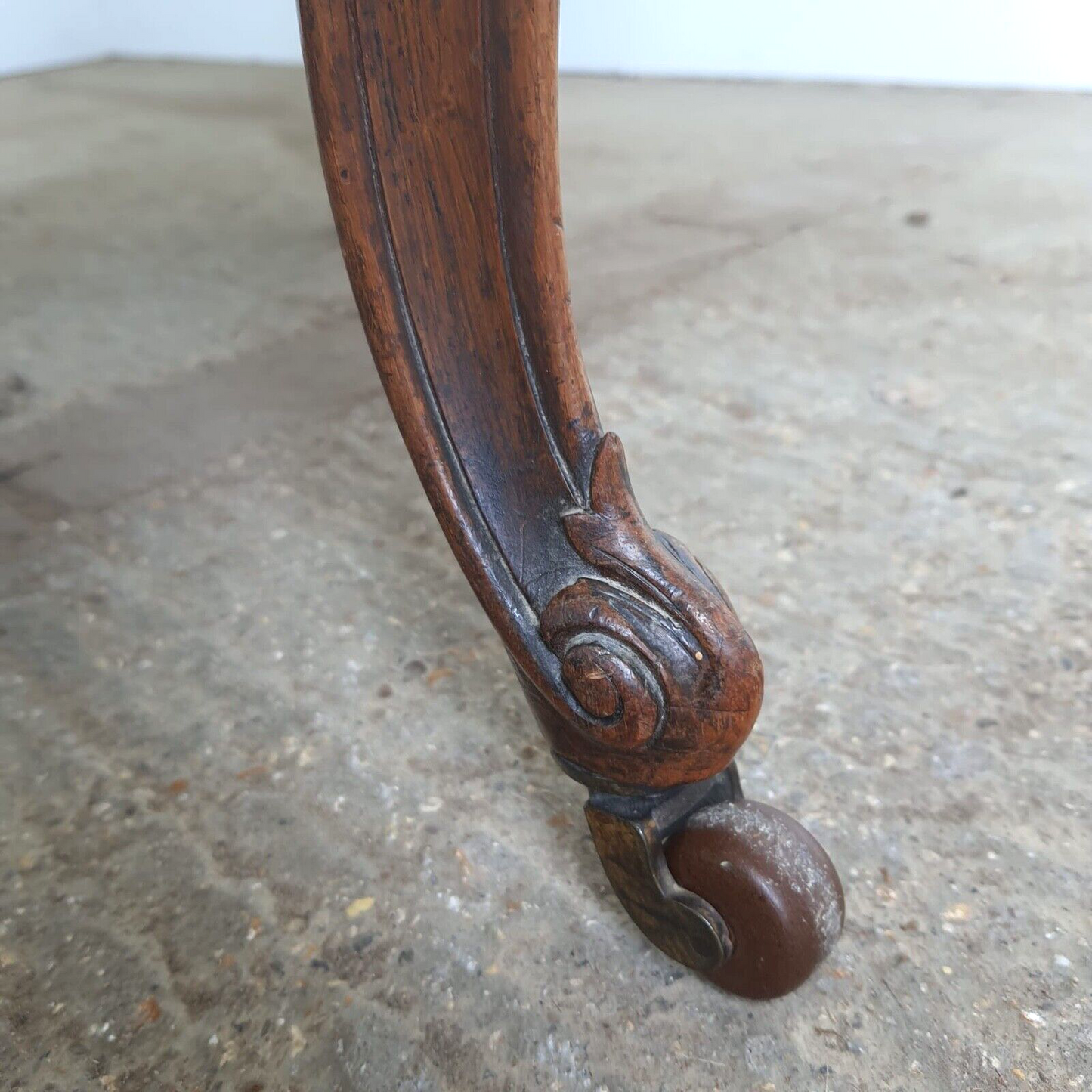 Antique Edwardian Open High Back Upholstered Nursing Chair Cabriole Legs Castors