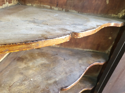 Antique Georgian Oak Large Corner Cabinet Drawer Curved Shelves Cupboard