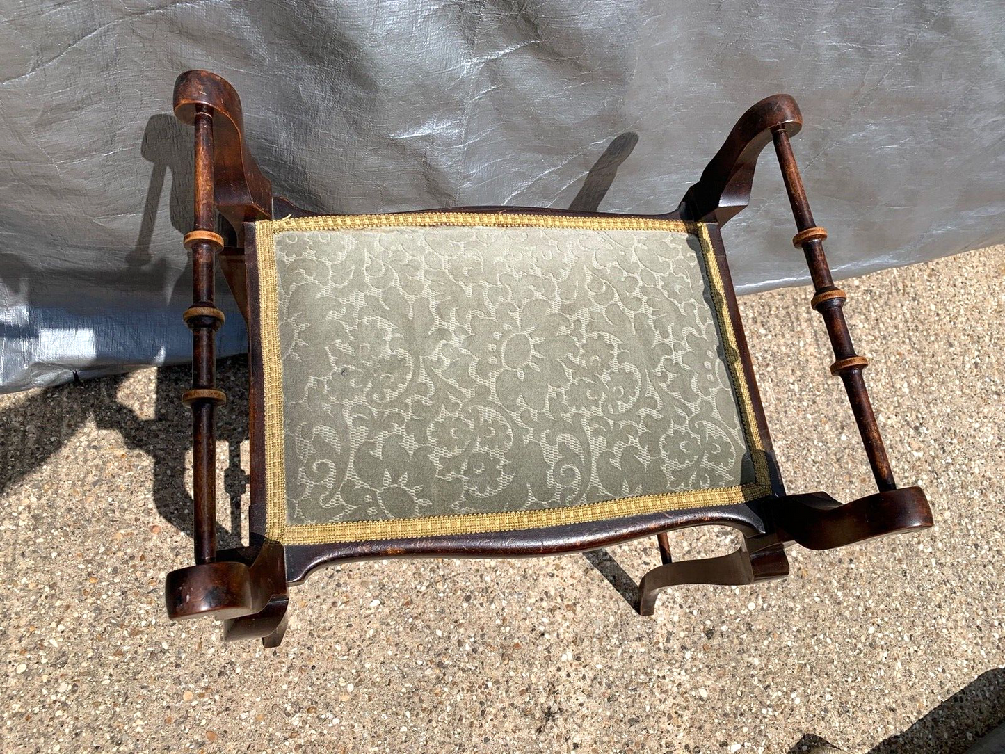 Antique Mahogany Georgian Piano Dressing Stool Cabriole Legs Fabric Seat