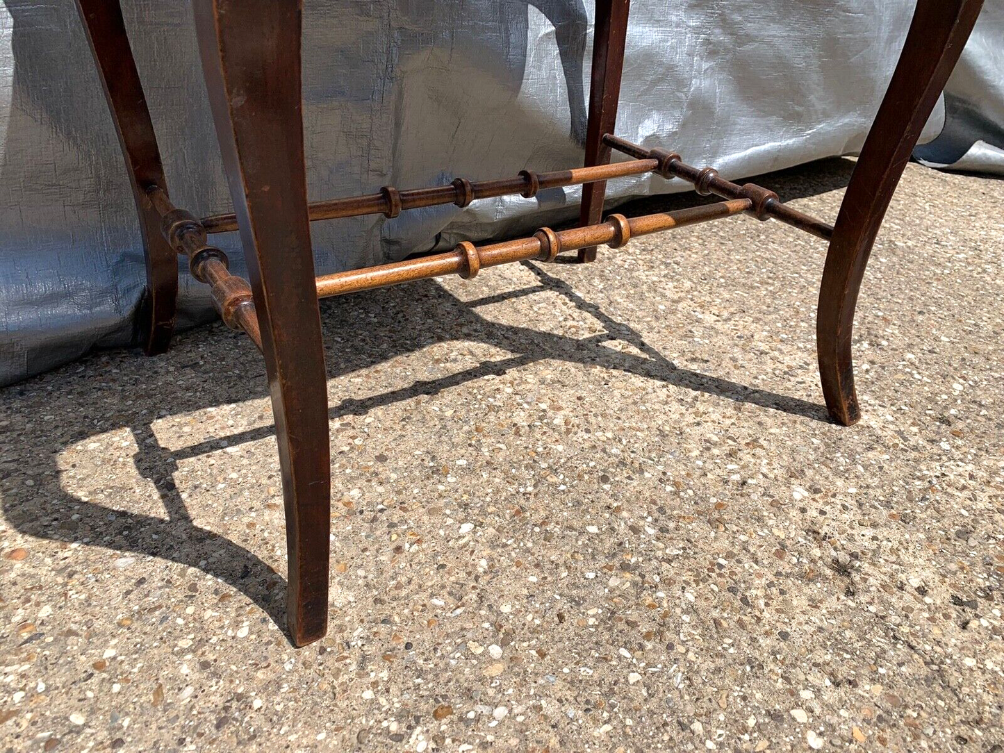 Antique Mahogany Georgian Piano Dressing Stool Cabriole Legs Fabric Seat