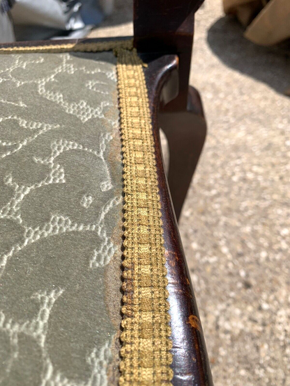 Antique Mahogany Georgian Piano Dressing Stool Cabriole Legs Fabric Seat