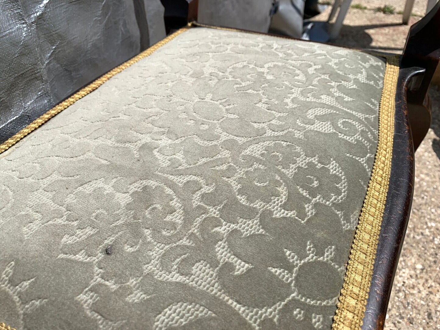 Antique Mahogany Georgian Piano Dressing Stool Cabriole Legs Fabric Seat