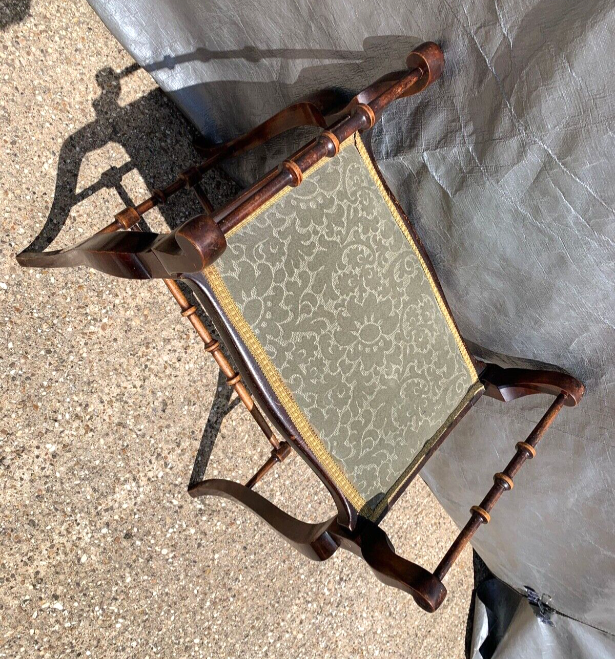 Antique Mahogany Georgian Piano Dressing Stool Cabriole Legs Fabric Seat