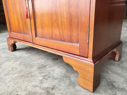 Antique Repro 2 Drawer 2 Door Cabinet Cupboard Sideboard Shelves Bracket Feet