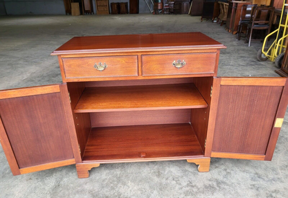 Antique Repro 2 Drawer 2 Door Cabinet Cupboard Sideboard Shelves Bracket Feet