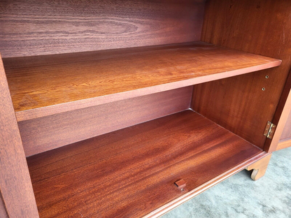 Antique Repro 2 Drawer 2 Door Cabinet Cupboard Sideboard Shelves Bracket Feet