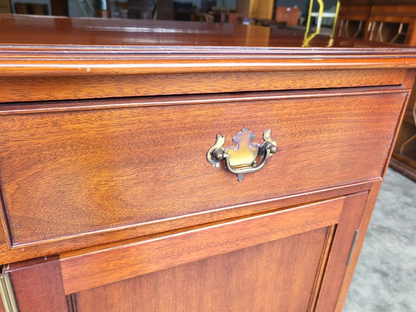 Antique Repro 2 Drawer 2 Door Cabinet Cupboard Sideboard Shelves Bracket Feet