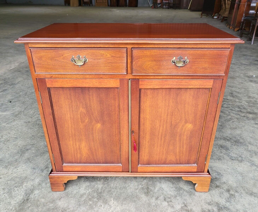 Antique Repro 2 Drawer 2 Door Cabinet Cupboard Sideboard Shelves Bracket Feet
