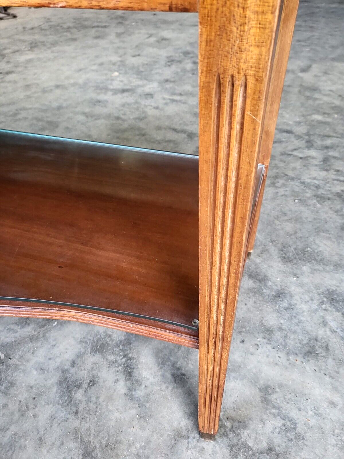 Antique Repro French Inlaid 2 Tier Serpentine Sideboard Server Cutlery Drawers