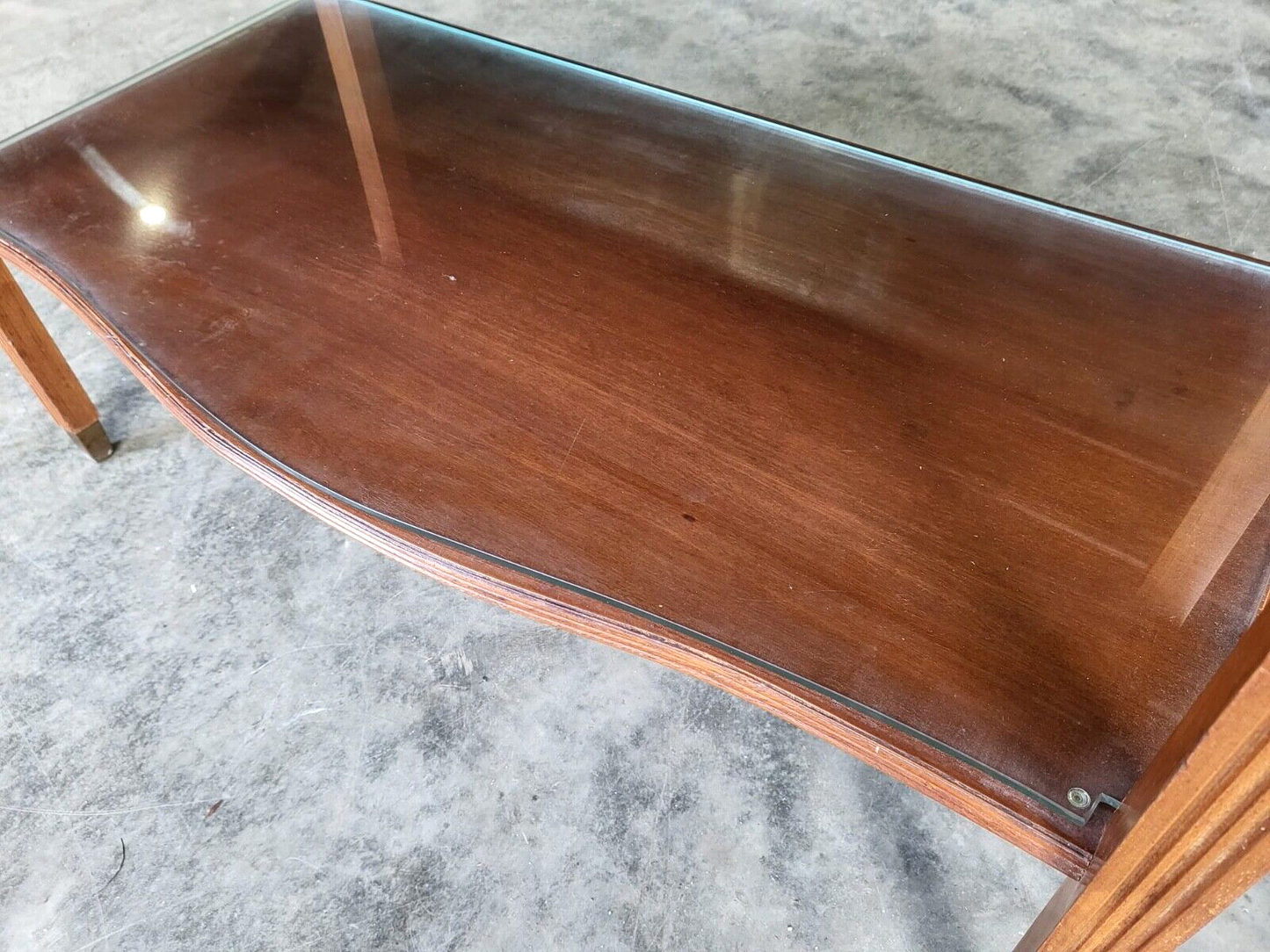 Antique Repro French Inlaid 2 Tier Serpentine Sideboard Server Cutlery Drawers