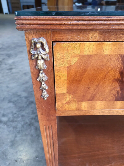 Antique Repro French Inlaid 2 Tier Serpentine Sideboard Server Cutlery Drawers