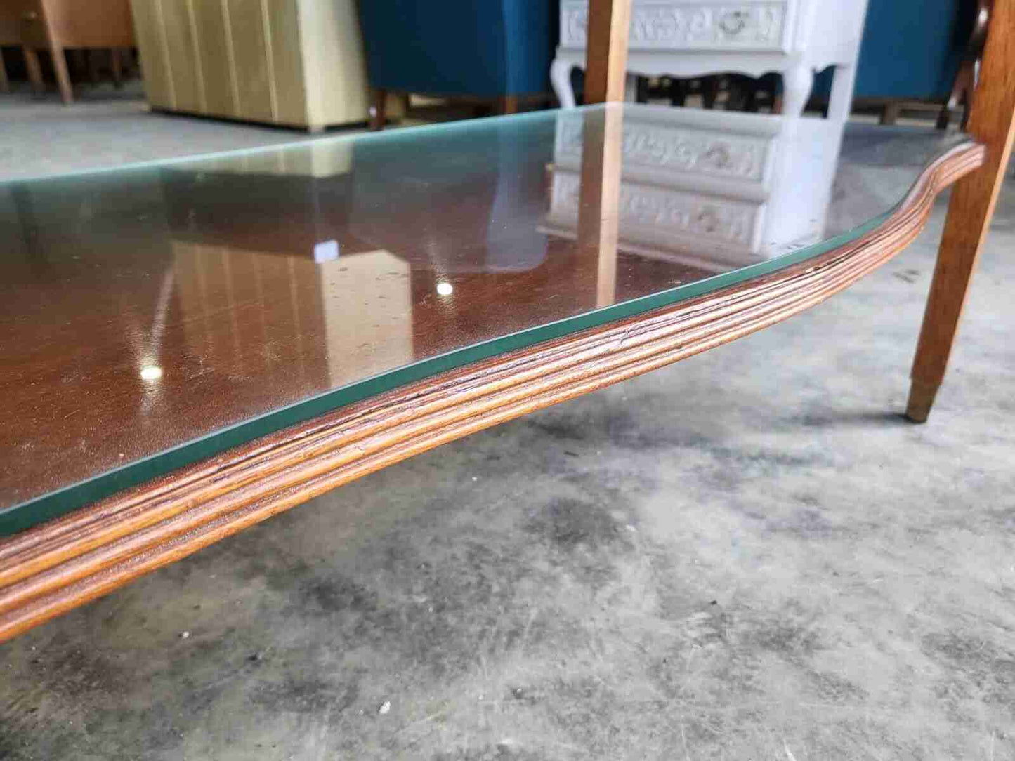 Antique Repro French Inlaid 2 Tier Serpentine Sideboard Server Cutlery Drawers