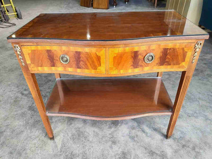 Antique Repro French Inlaid 2 Tier Serpentine Sideboard Server Cutlery Drawers